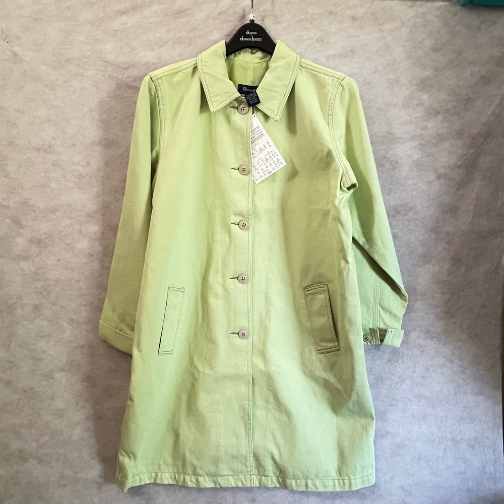 Denim & Co Womens Medium Lime Green Cotton Twill Chore Coat Jacket A18990